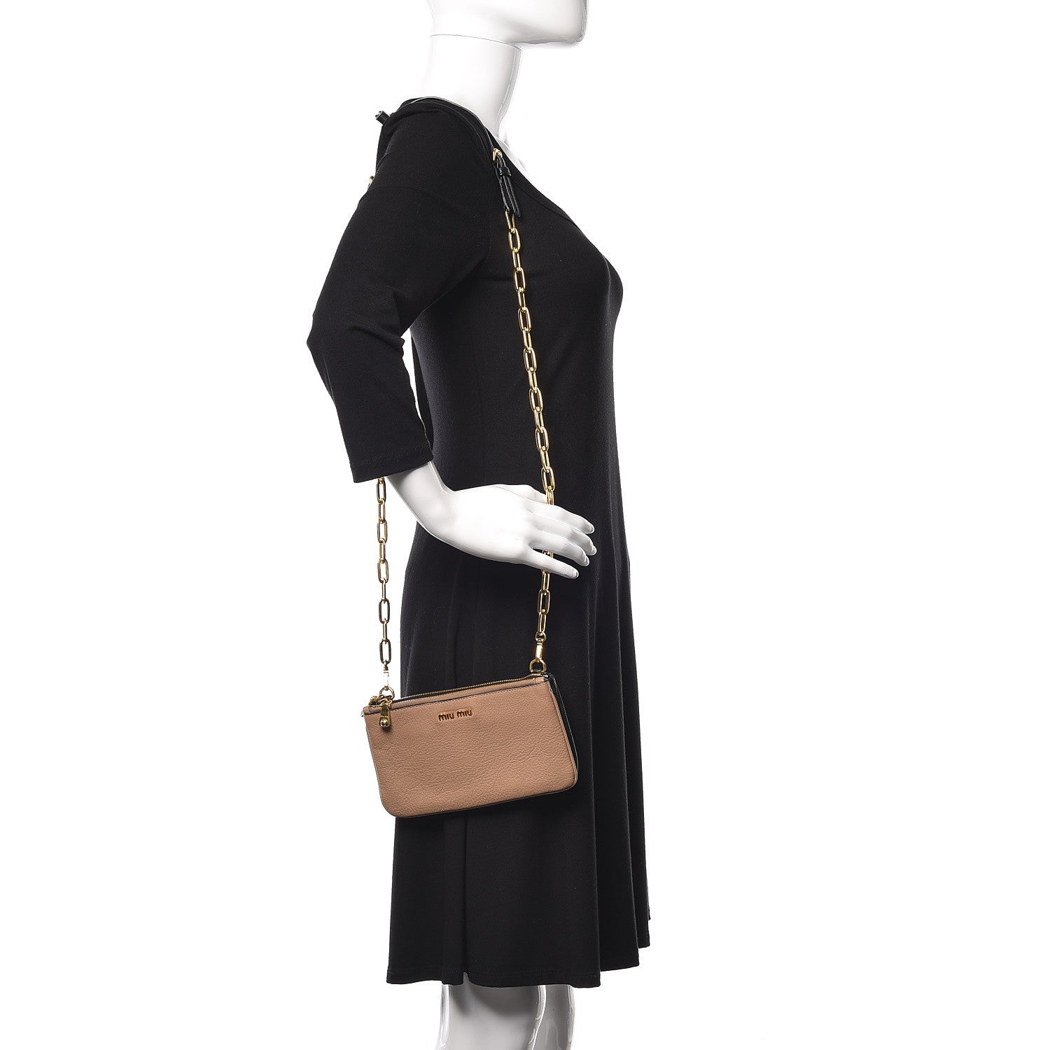 Miu Miu Goatskin Madras Bi-Color Crossbody Bag Cammeo Black 2 of 10