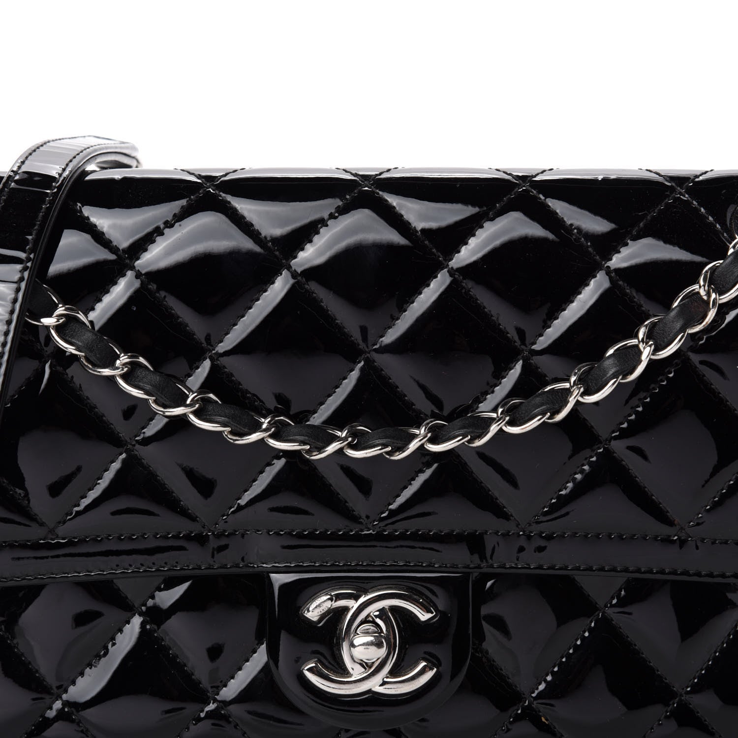 Chanel Patent Quilted Large Coco Shine Flap Black 20 of 20