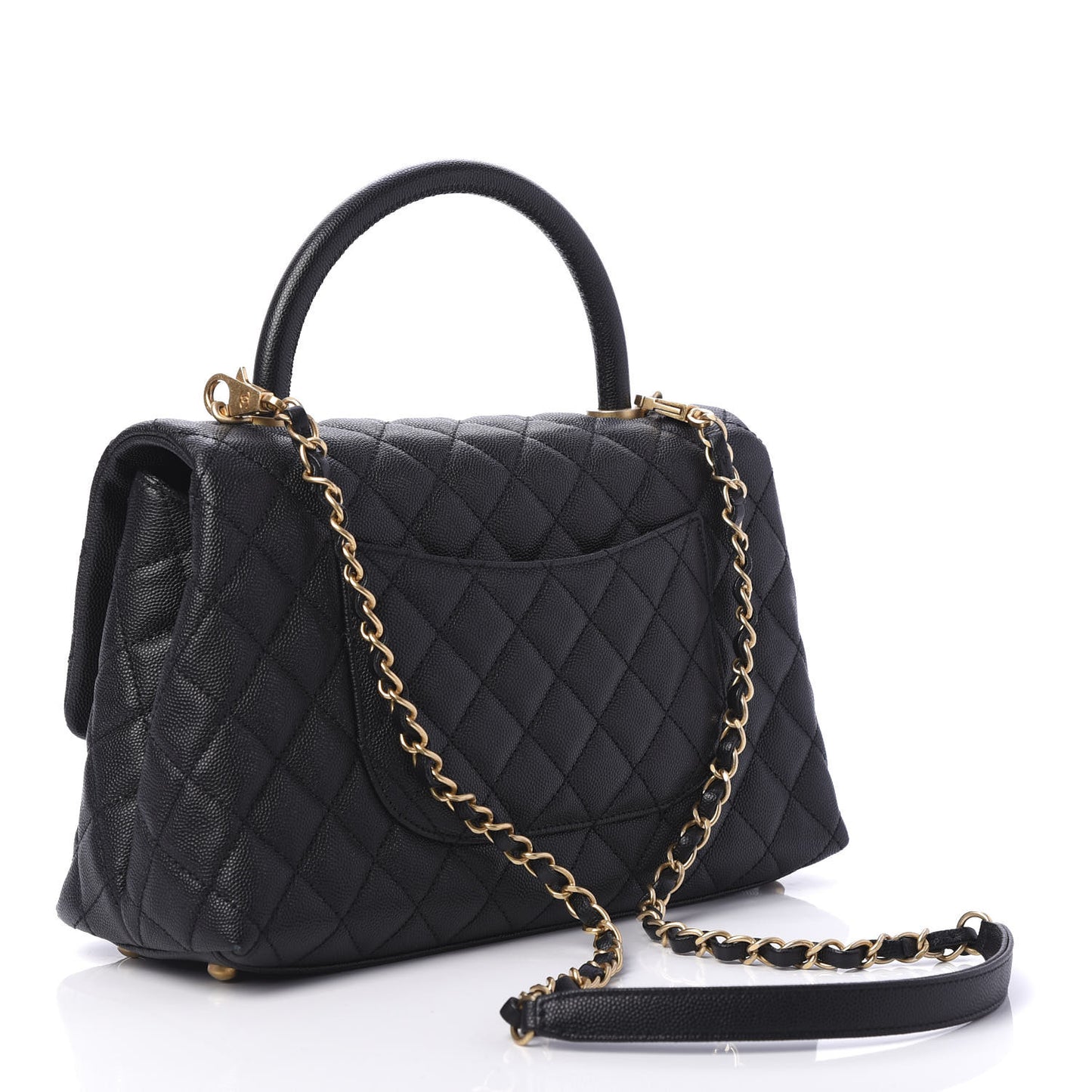 Caviar Quilted Small Coco Handle Flap Black