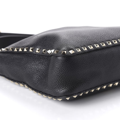 Valentino Garavani Pebbled Calfskin Small Rockstud Flip-Lock Messenger Bag Black 6 of 9