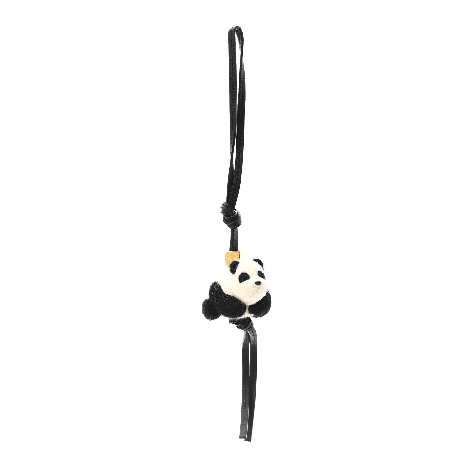 Loewe Calfskin Felt Panda Bag Charm Black White 1 of 3