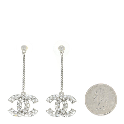 Chanel Baguette Crystal CC Drop Earrings Silver 2 of 5