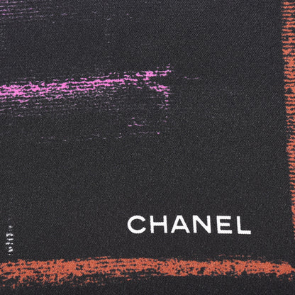 Chanel Silk Twill Chalk Print CC Square Scarf Black 5 of 5