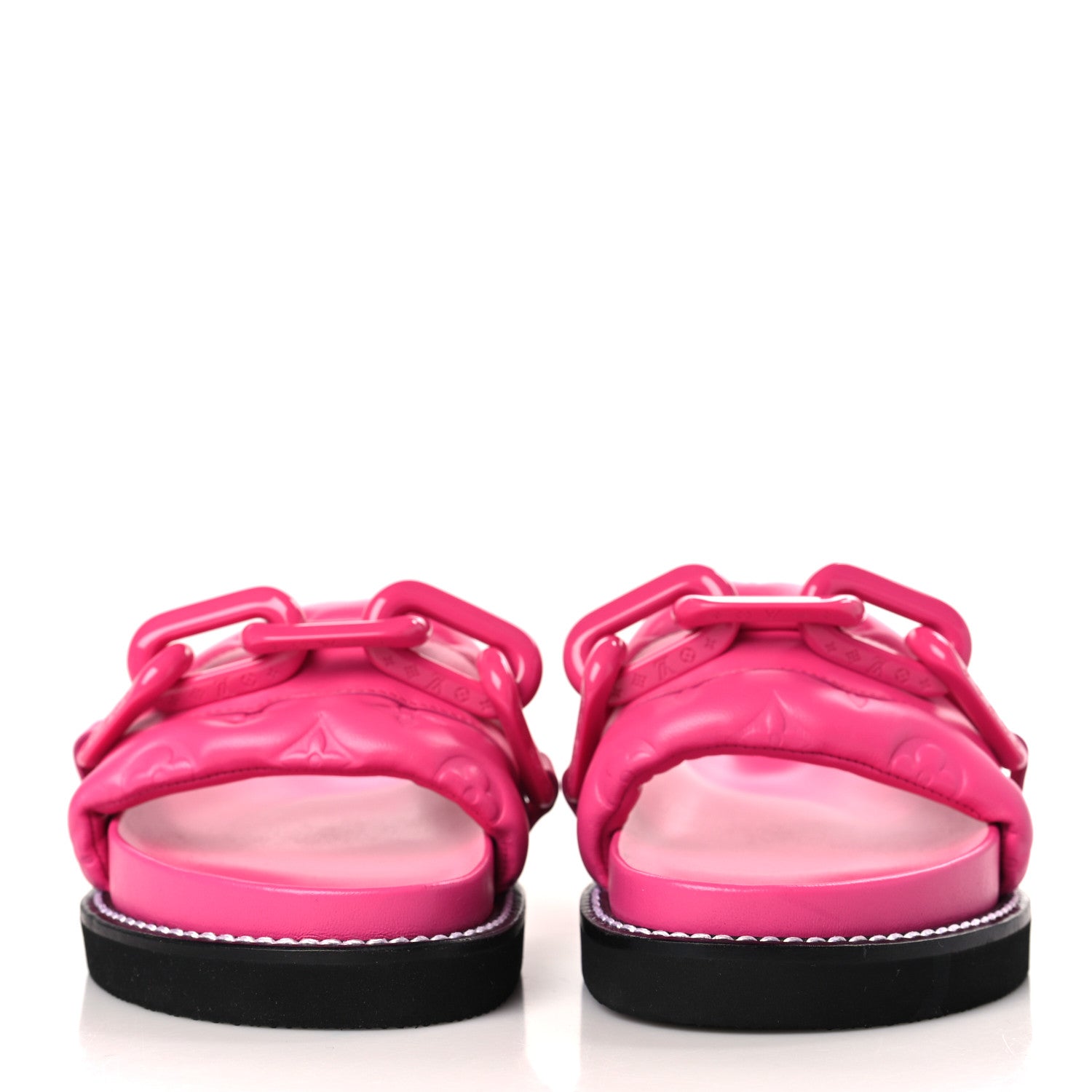 Louis Vuitton Calfskin Embossed Monogram Sunset Flat Comfort Mule 38 Rose Pop 2 of 7
