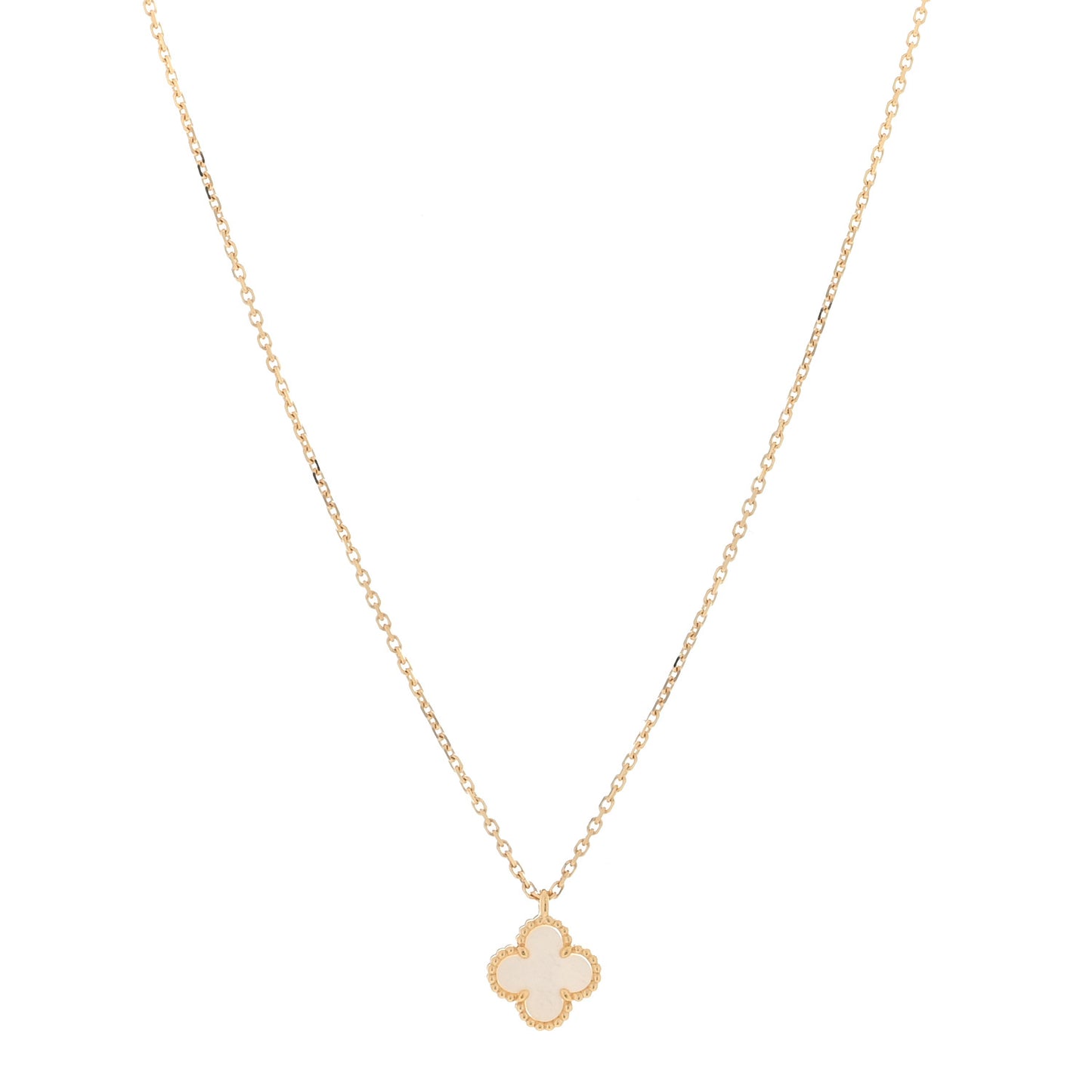 18K Yellow Gold Mother of Pearl Sweet Alhambra Pendant Necklace