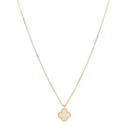 Van Cleef & Arpels 18K Yellow Gold Mother of Pearl Sweet Alhambra Pendant Necklace 1 of 4