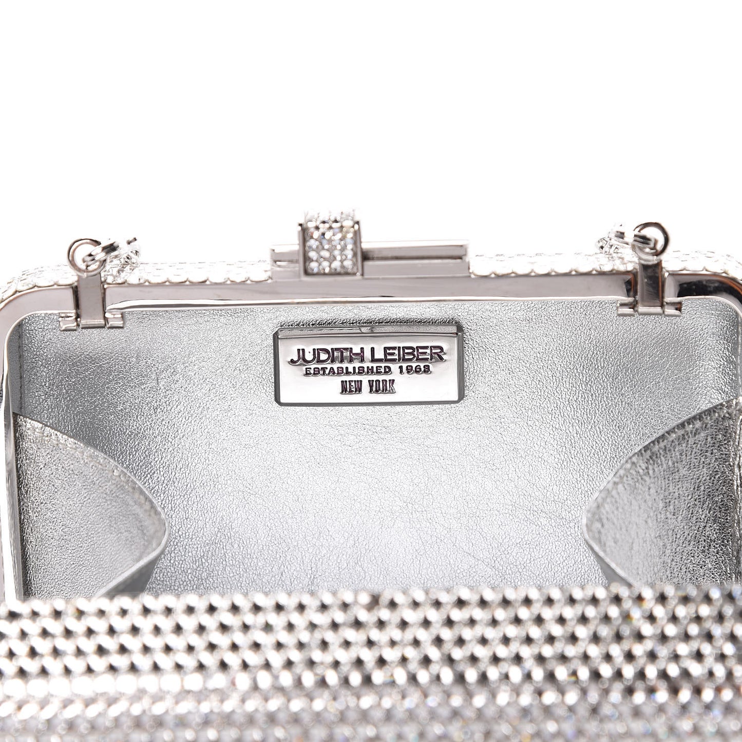 Crystal Minaudiere Clutch Silver