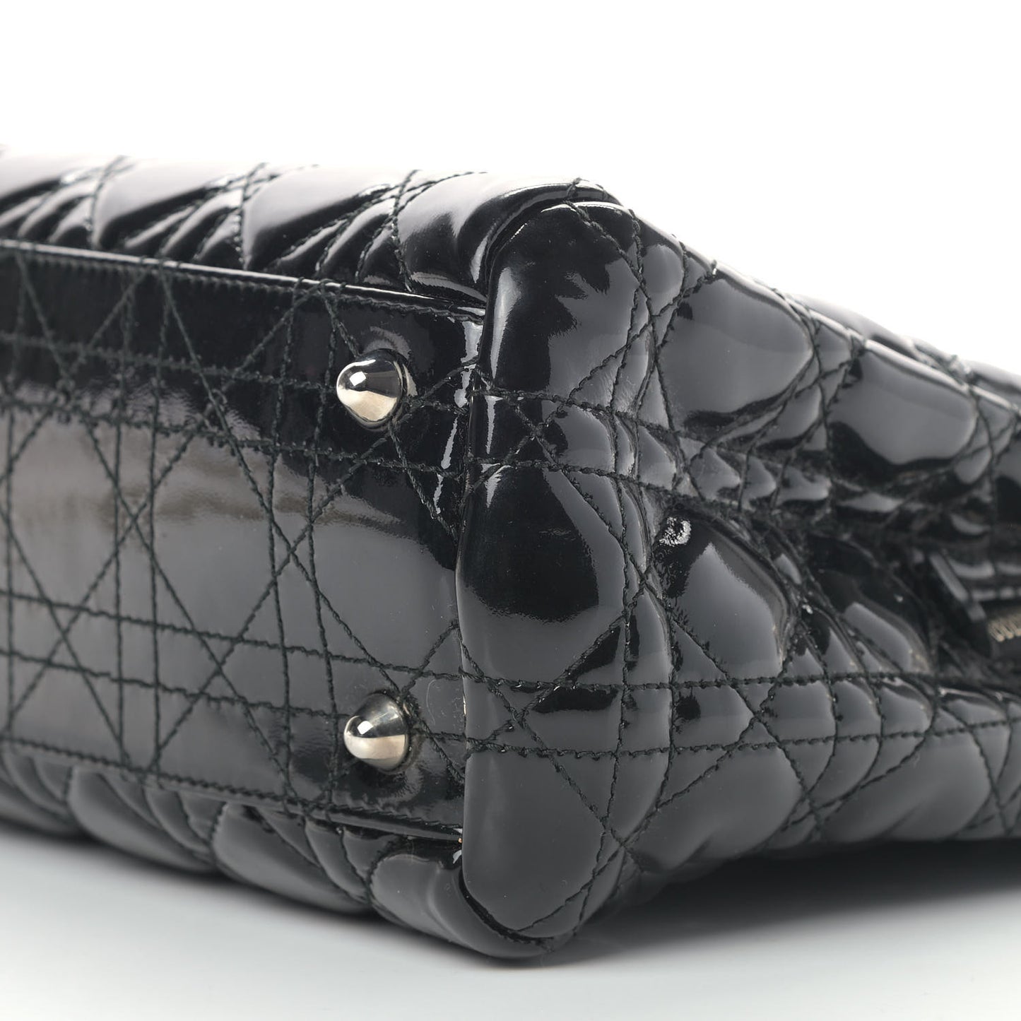 Patent Cannage Large Dior Soft Shopping Tote Black