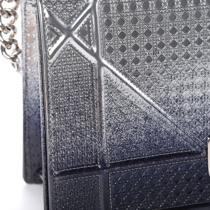 Christian Dior Metallic Patent Micro-Cannage Gradient Medium Diorama Flap Bag Silver Blue 10 of 12