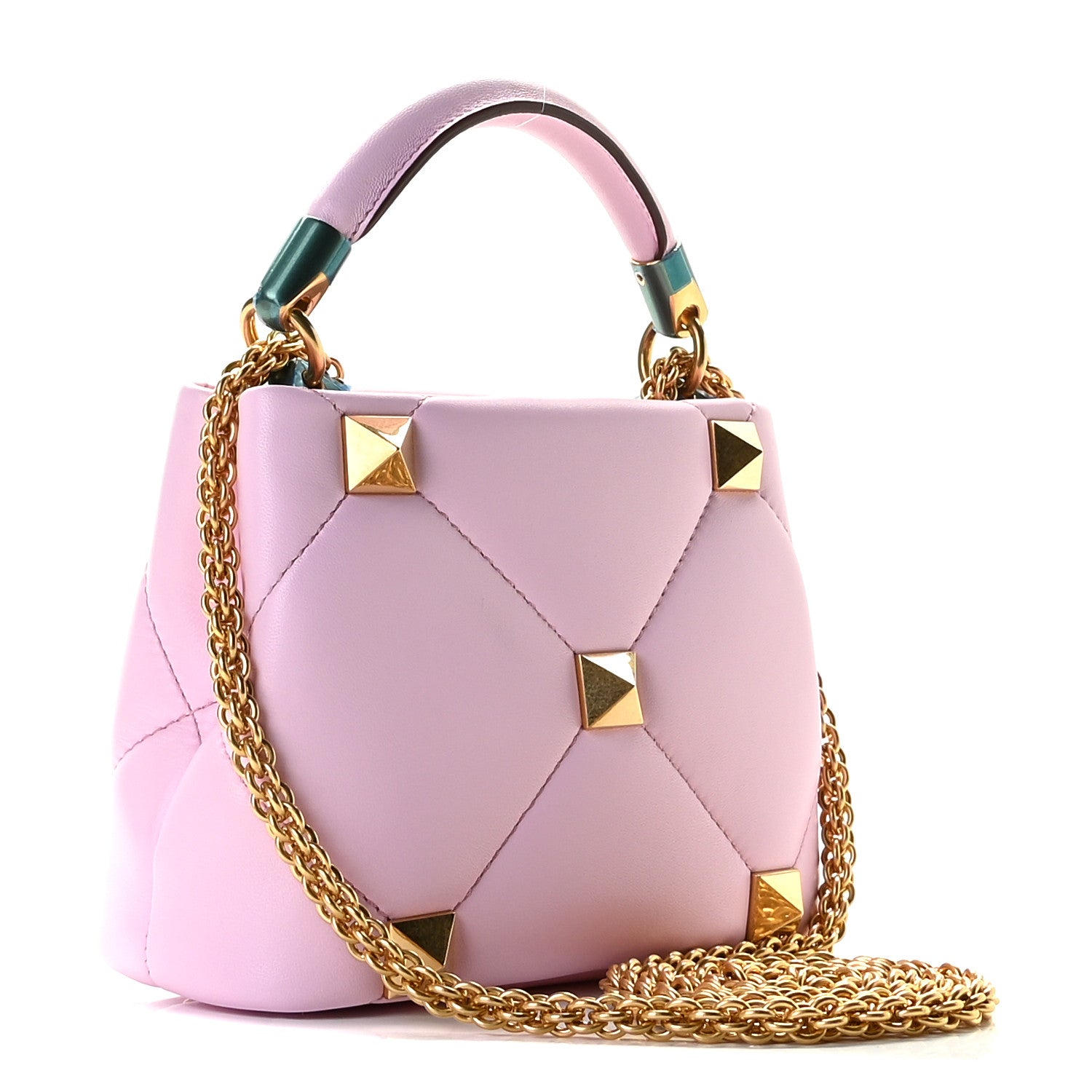 Valentino Garavani Nappa Mini Roman Stud The Handle Bag Pink Borealis 4 of 11