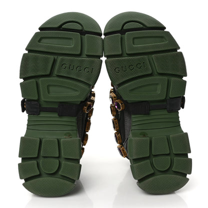 Gucci X SEGA Mesh Suede Calfskin Removable Crystals Flashtrek Sneakers 36 Loess Black Olive Green 6 of 8