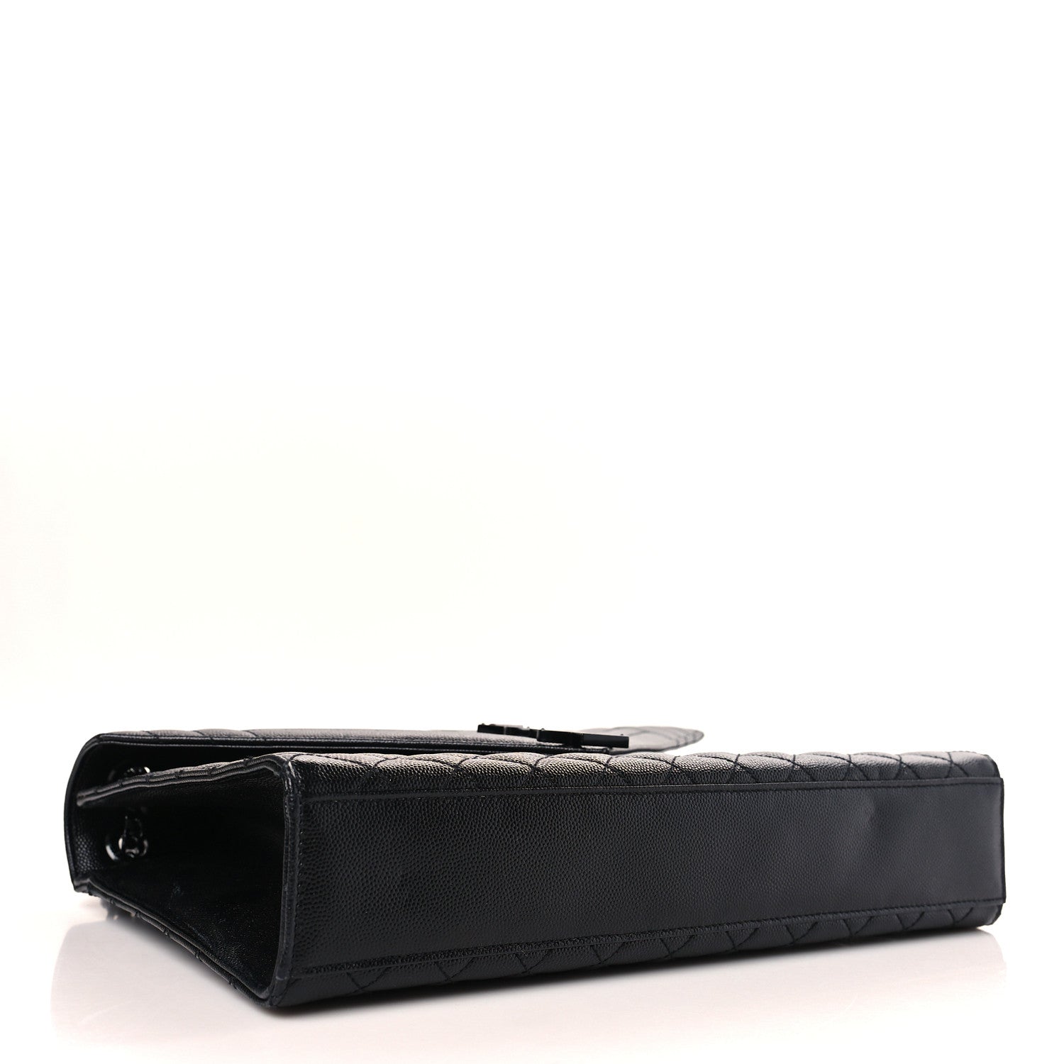 Saint Laurent Grain De Poudre Textured Mixed Matelasse Large Triquilt Monogram Monochrome Satchel Black 4 of 8
