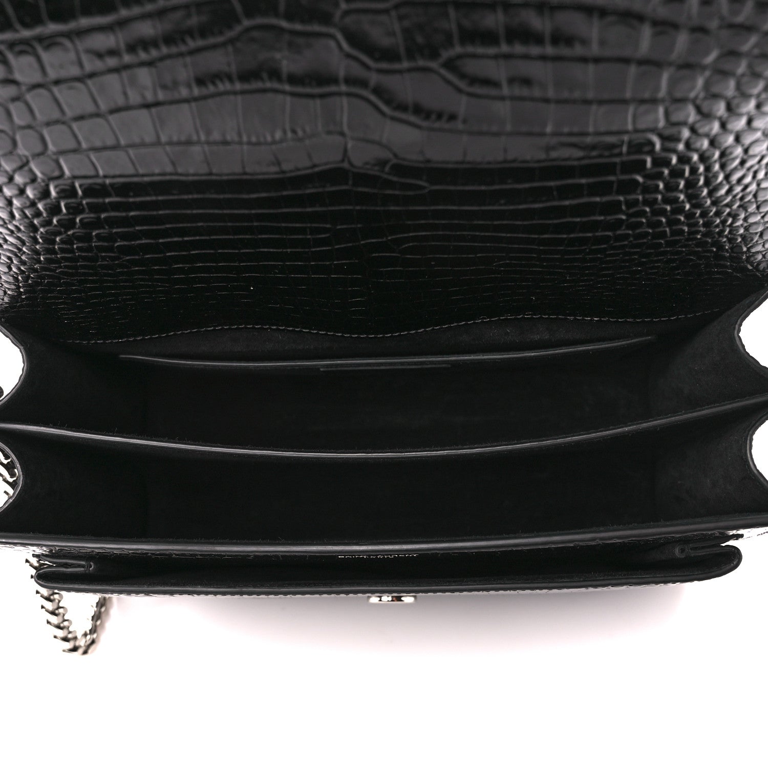 Saint Laurent Calfskin Crocodile Embossed Large Monogram Sunset Black 5 of 13