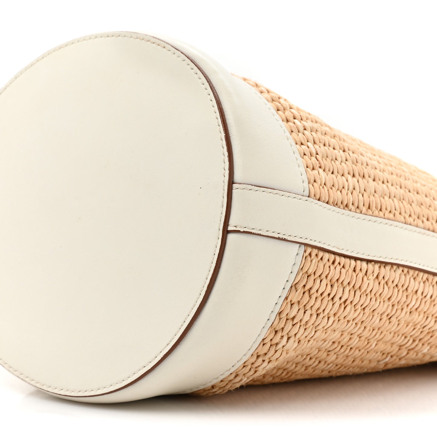 Paglia City Calfskin Bucket Bag Naturale White