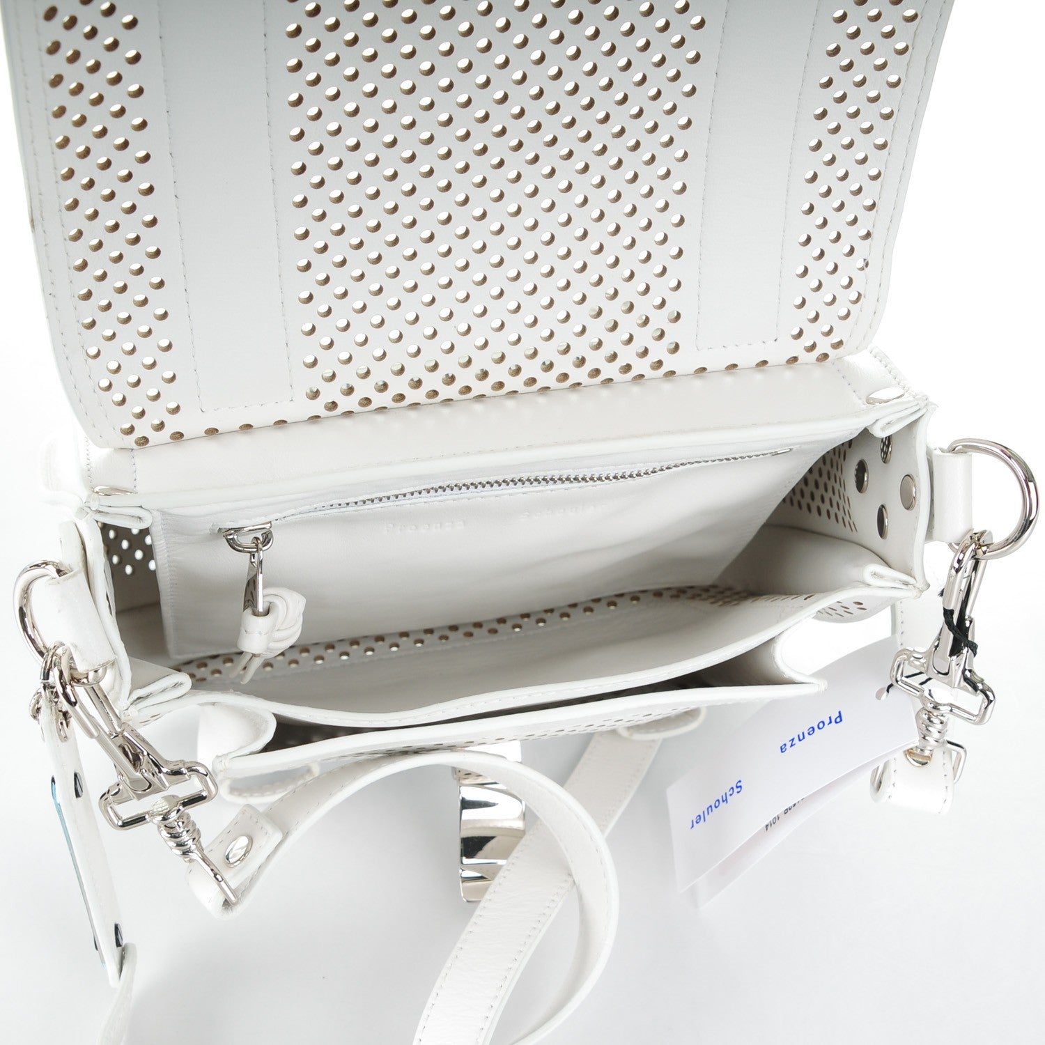 Proenza Schouler Perforated Calfskin PS1 Pouch Messenger Optic White 5 of 10
