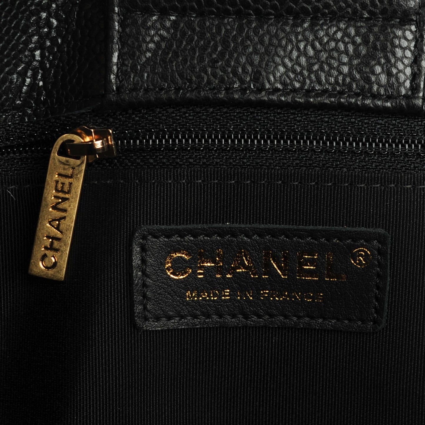 Caviar Quilted Shopping Tote Black