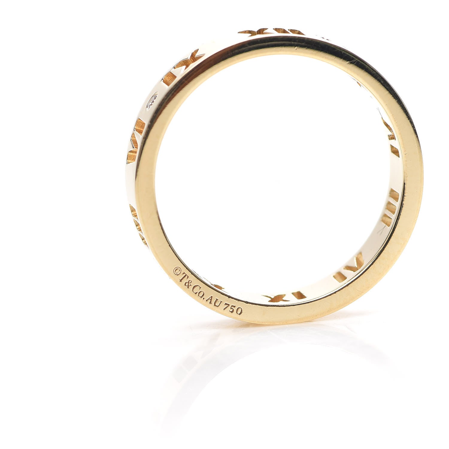 Tiffany 18K Yellow Gold Diamond Wide Atlas Pierced Ring 56 7.5 4 of 4