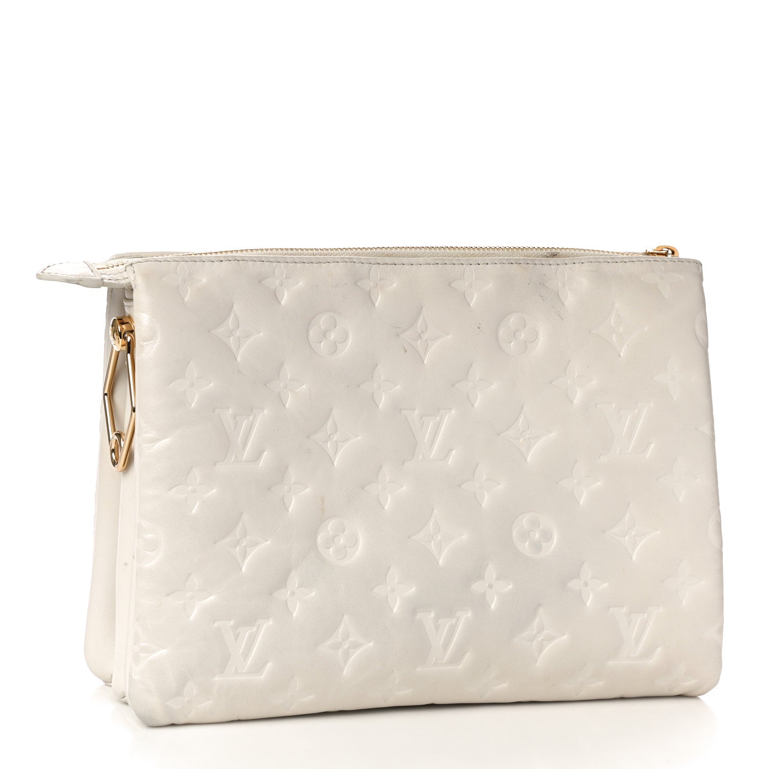 Louis Vuitton Lambskin Embossed Monogram Coussin PM Cream 3 of 12