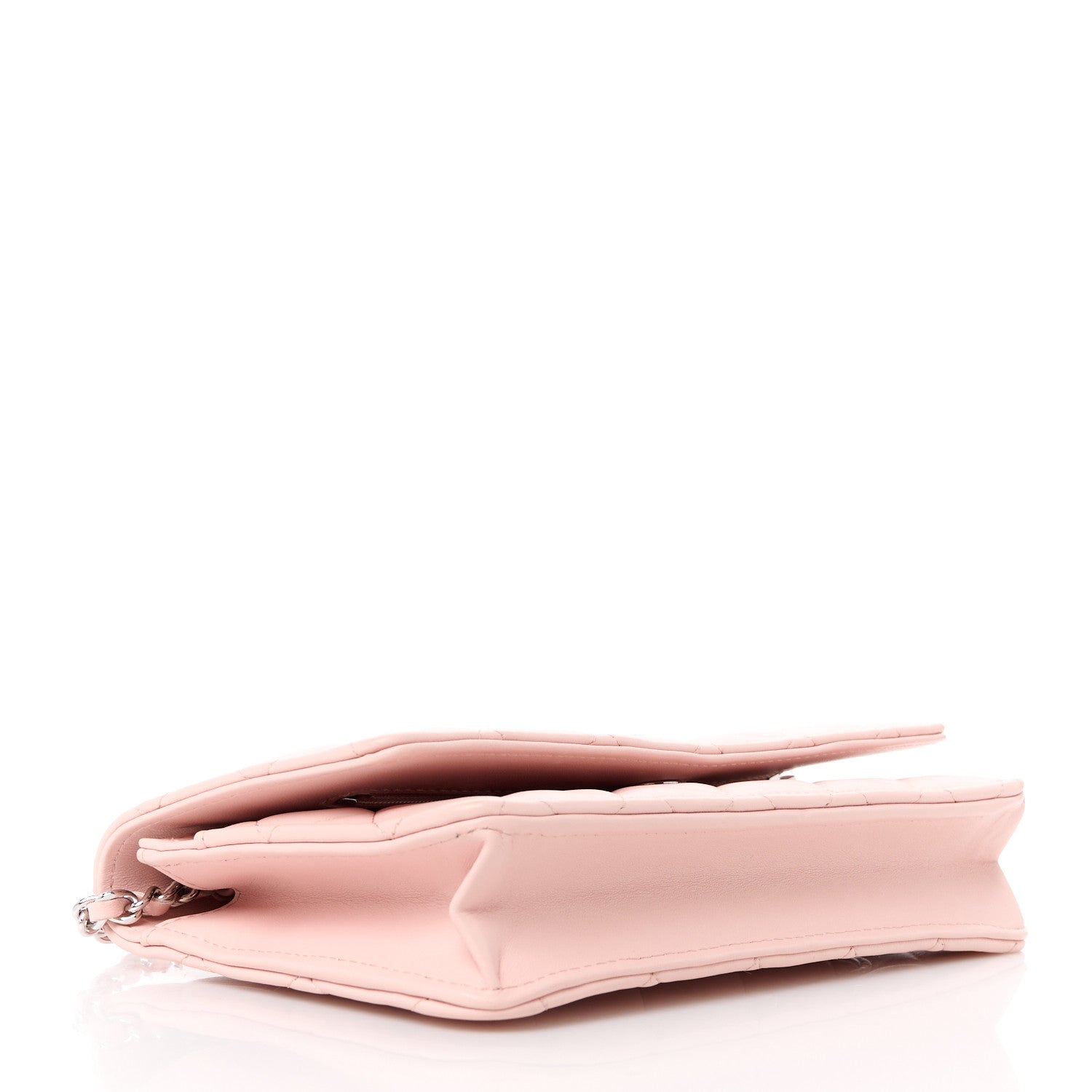 Chanel Calfskin Enamel Quilted CC Wallet On Chain WOC Pink 4 of 12