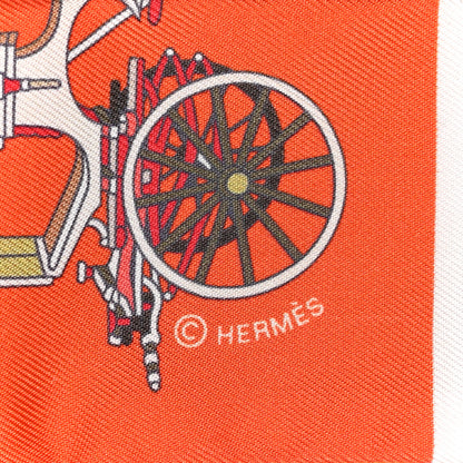 Hermes Silk Les Voitures Exquises Twilly Orange Beige Kaki 5 of 5