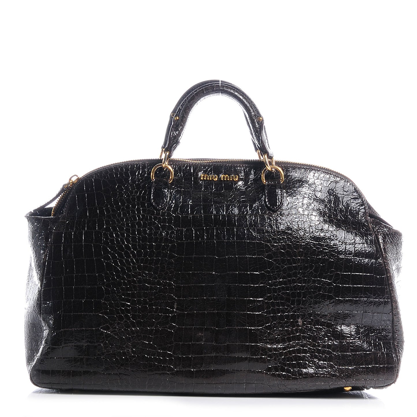 Patent Crocodile Embossed Saint Cocco Lux Bowler Moro