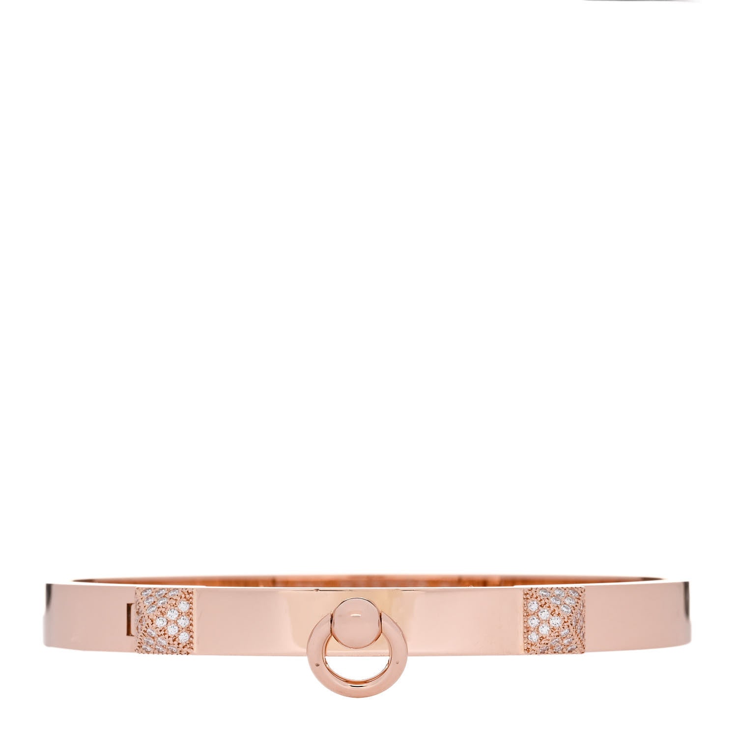 Hermes 18K Rose Gold Diamond PM Collier De Chien Bracelet SH 1 of 3
