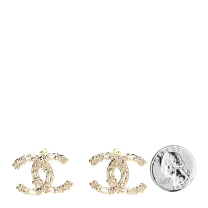 Chanel Crystal CC Camellia Earrings Gold 2 of 5