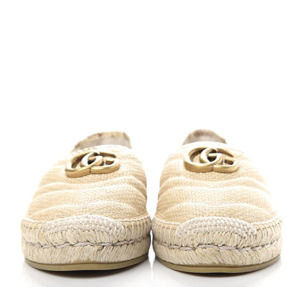 Gucci Straw Elaphe Matelasse GG Marmont Espadrilles 37 Natural Cream Brown 2 of 11