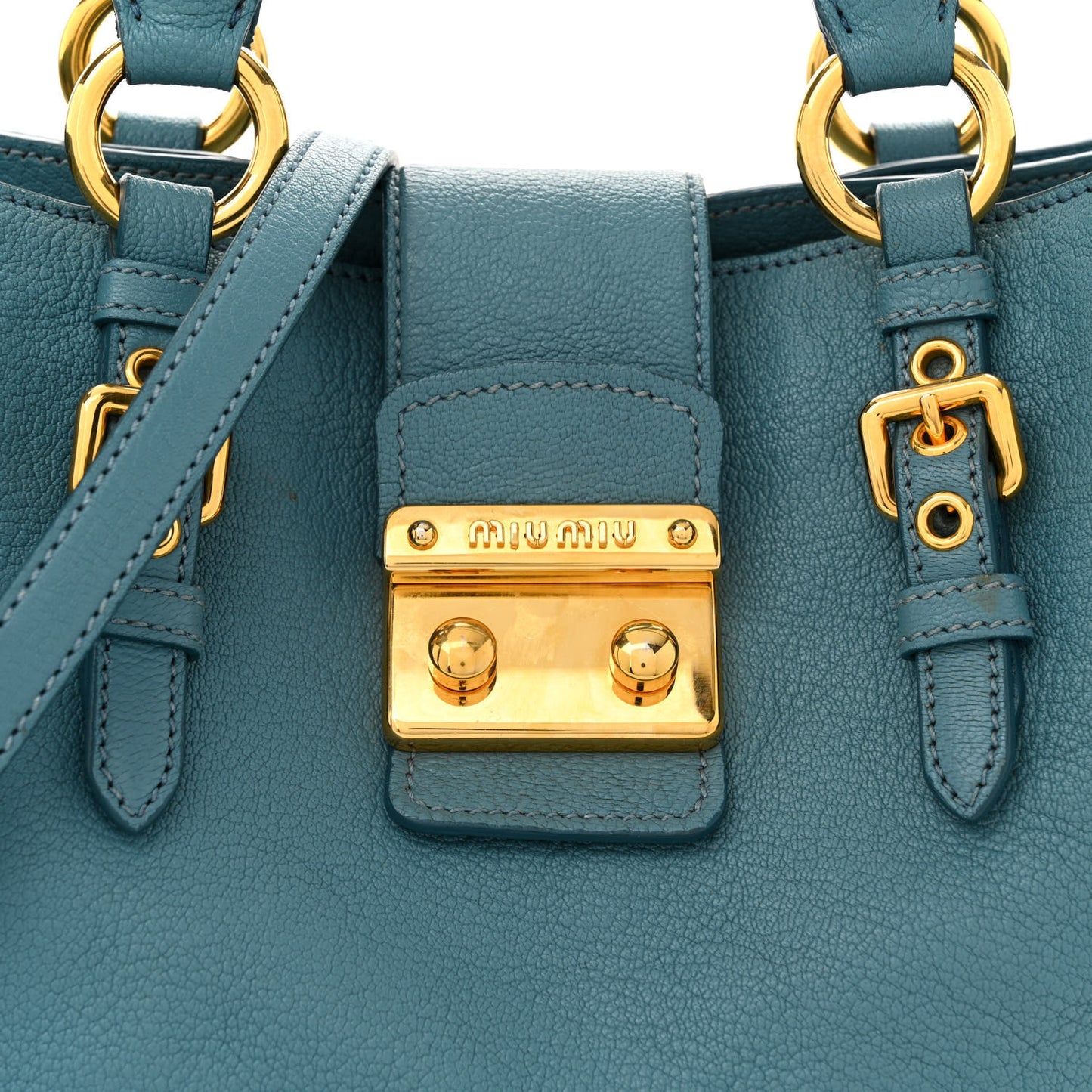 Goatskin Madras Shopping Tote Azzurro