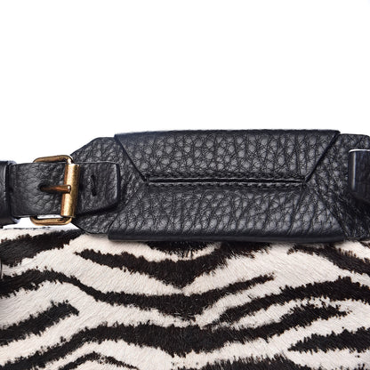 Lanvin Pony Hair Calfskin Zebra Print Medium Happy Shoulder Bag Black White 14 of 16