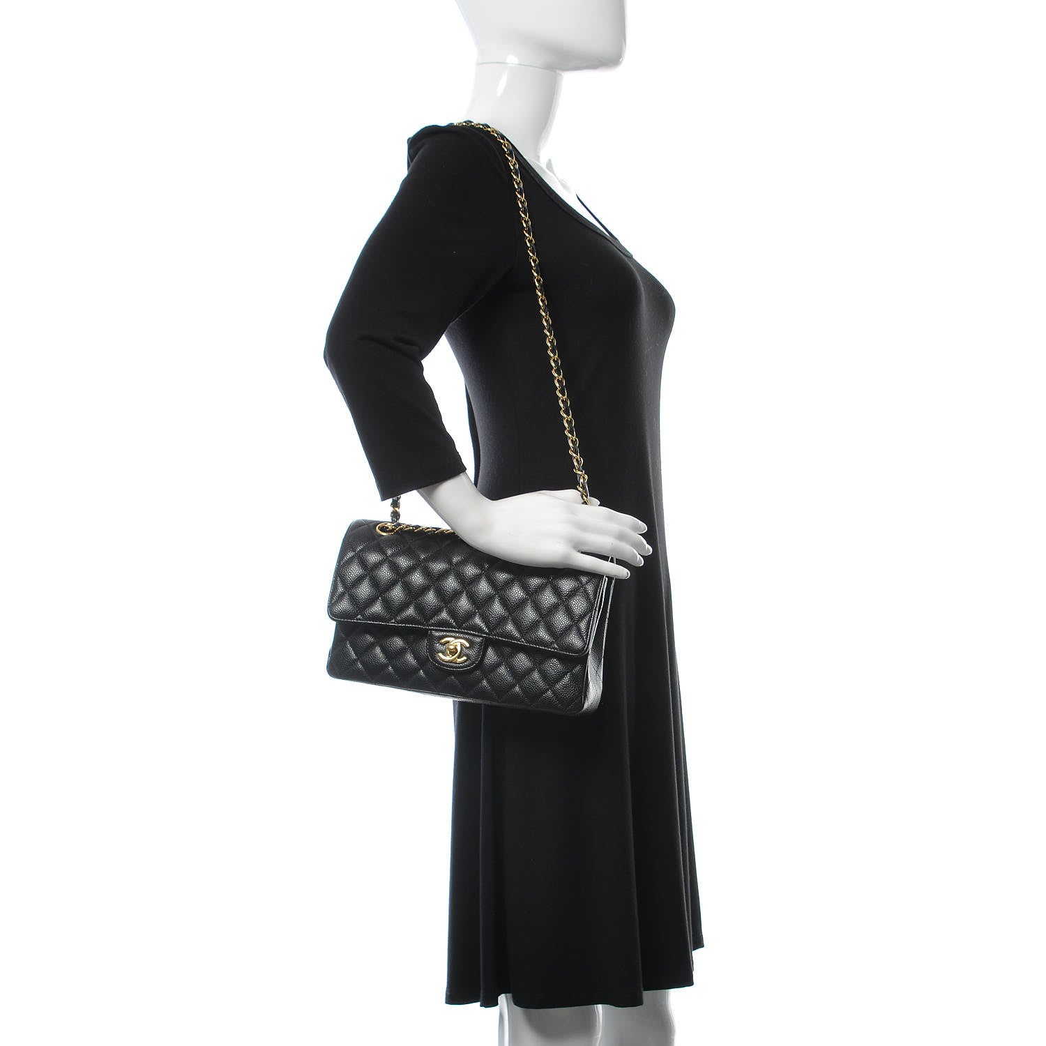 Chanel Caviar Quilted Medium Double Flap Black 2 of 13