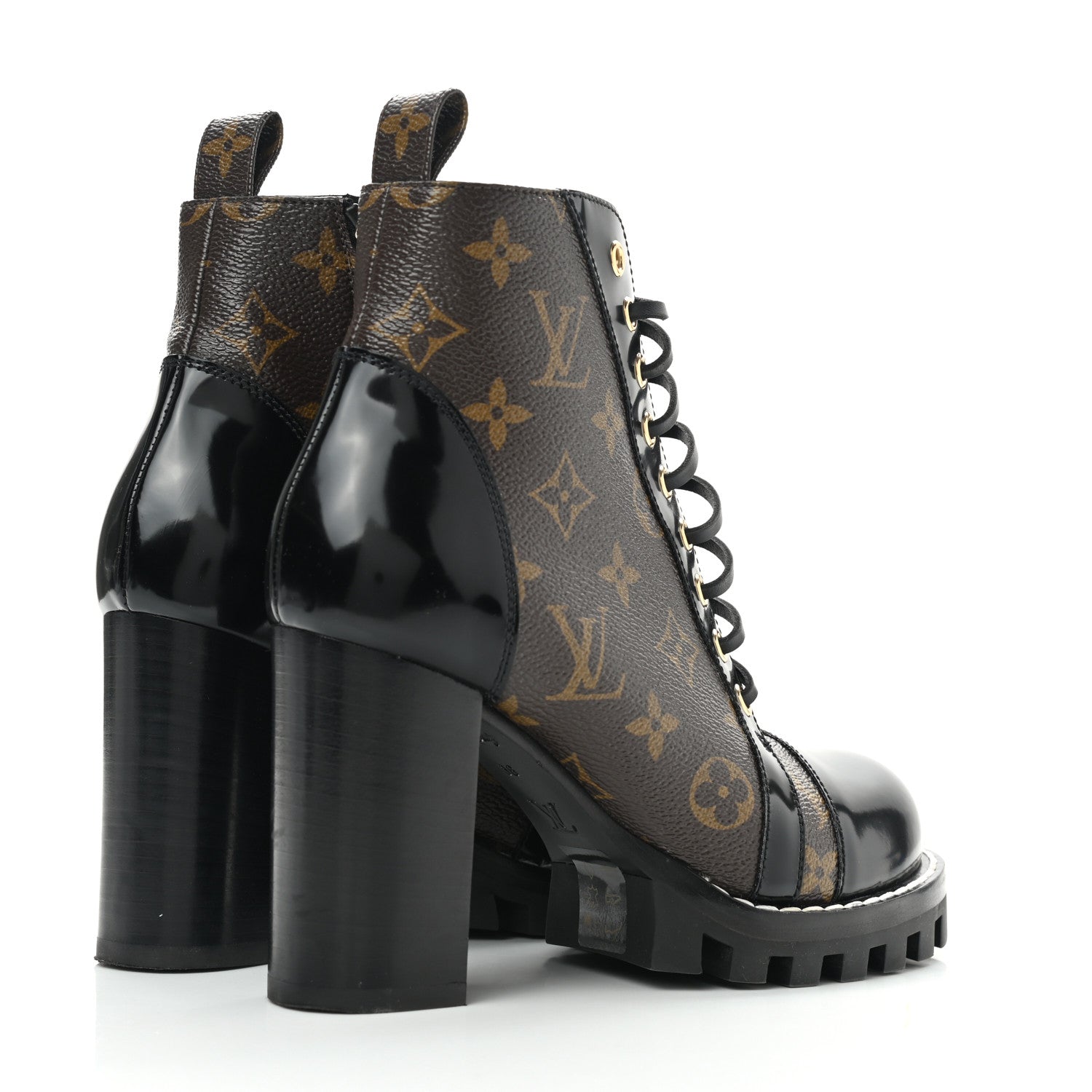 Louis Vuitton Patent Calfskin Monogram Star Trail Ankle Boots 36 Black 4 of 6