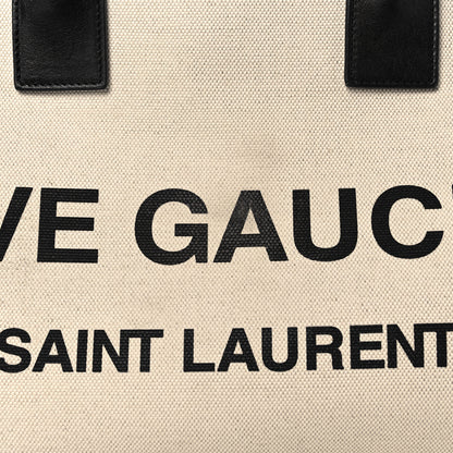 Saint Laurent Linen Calfskin Rive Gauche Tote Optic White 7 of 9