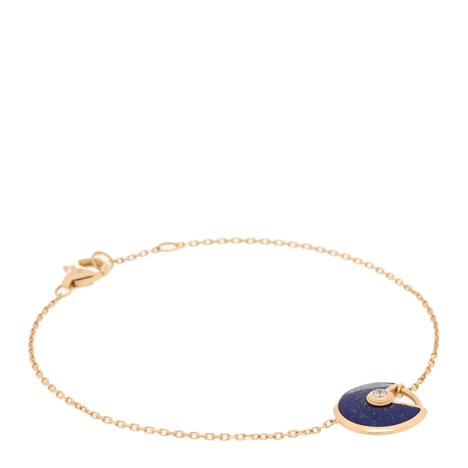 Cartier 18K Yellow Gold Diamond Lapis Lazuli Amulette de Cartier Bracelet 1 of 3