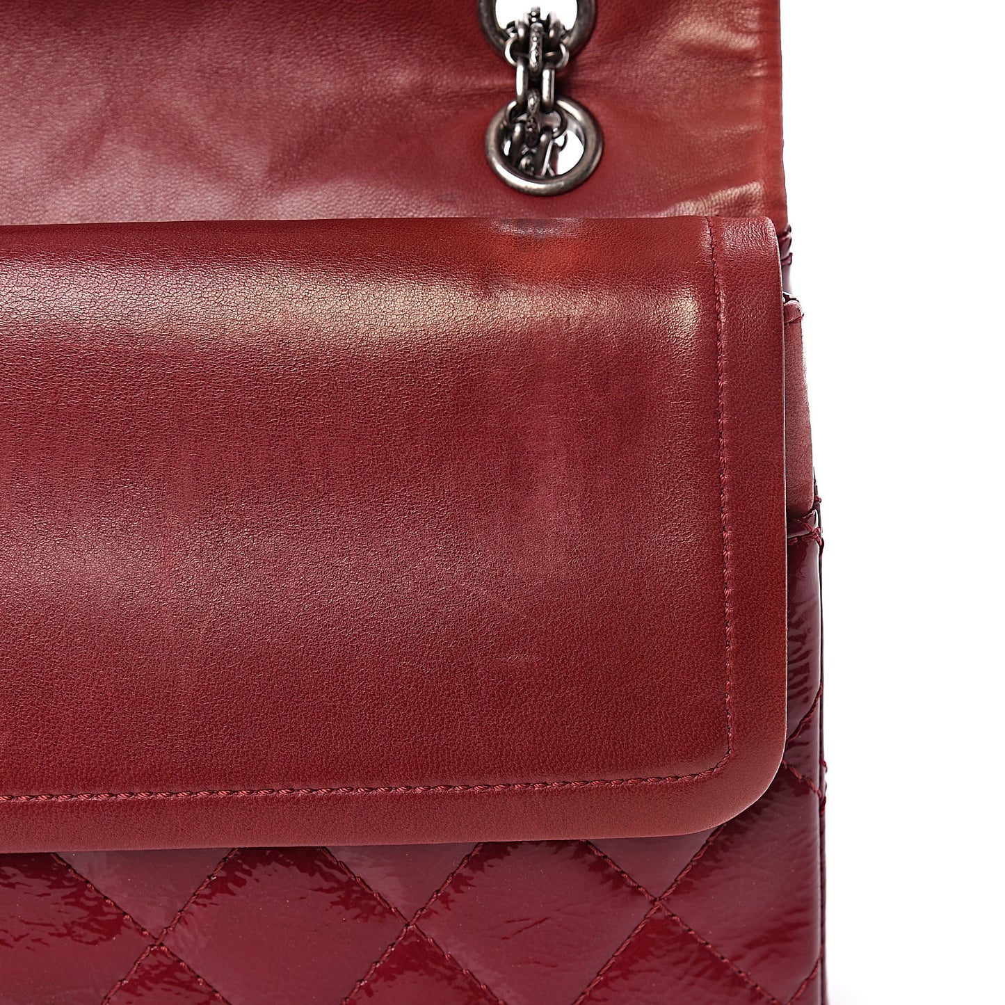 Distressed Patent Quilted 2.55 Reissue 227 Flap Red