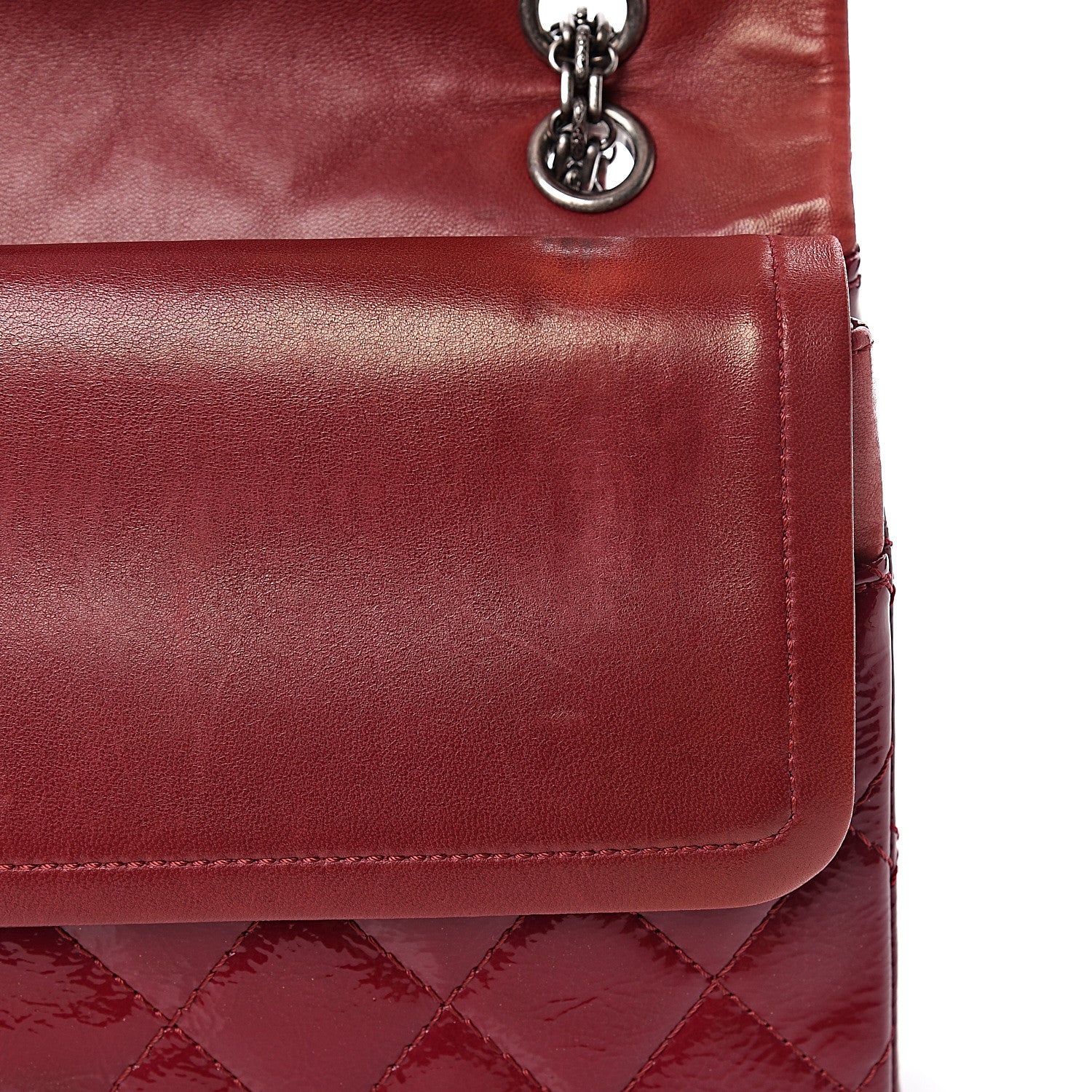 Chanel Distressed Patent Quilted 2.55 Reissue 227 Flap Red 15 of 18