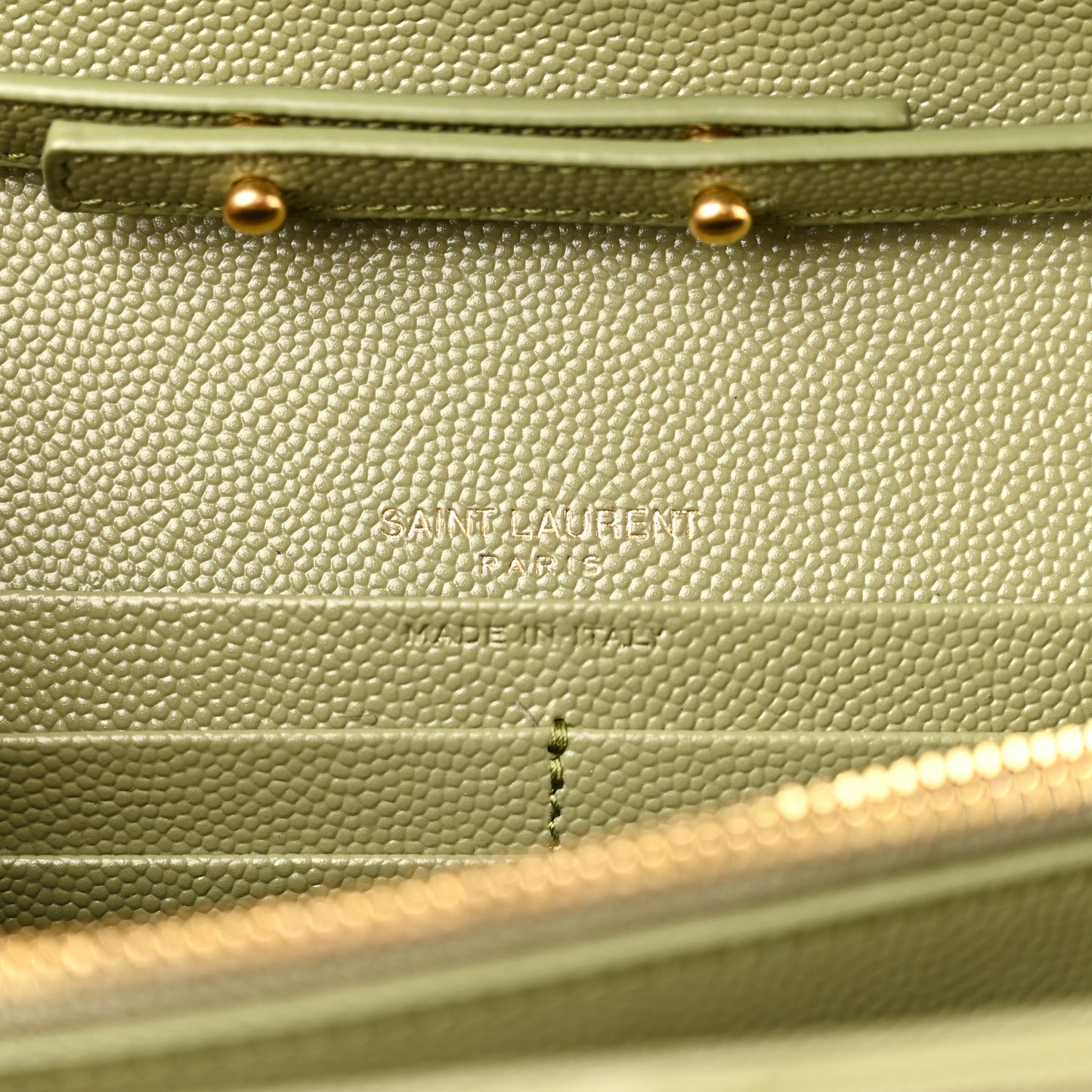 Grain De Poudre Matelasse Chevron Monogram Chain Wallet Light Sage