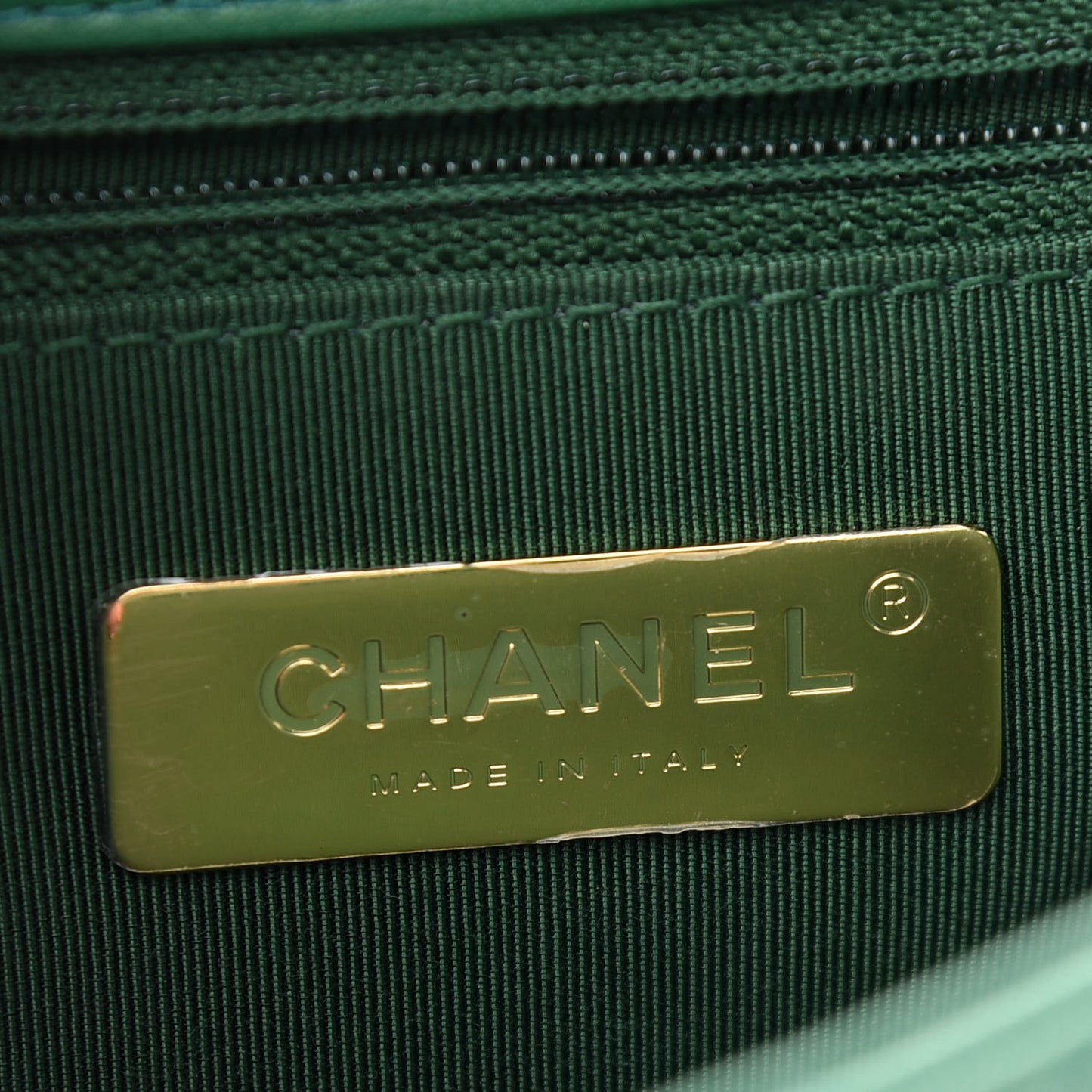 Lambskin Quilted Chain Infinity Top Handle Flap Green