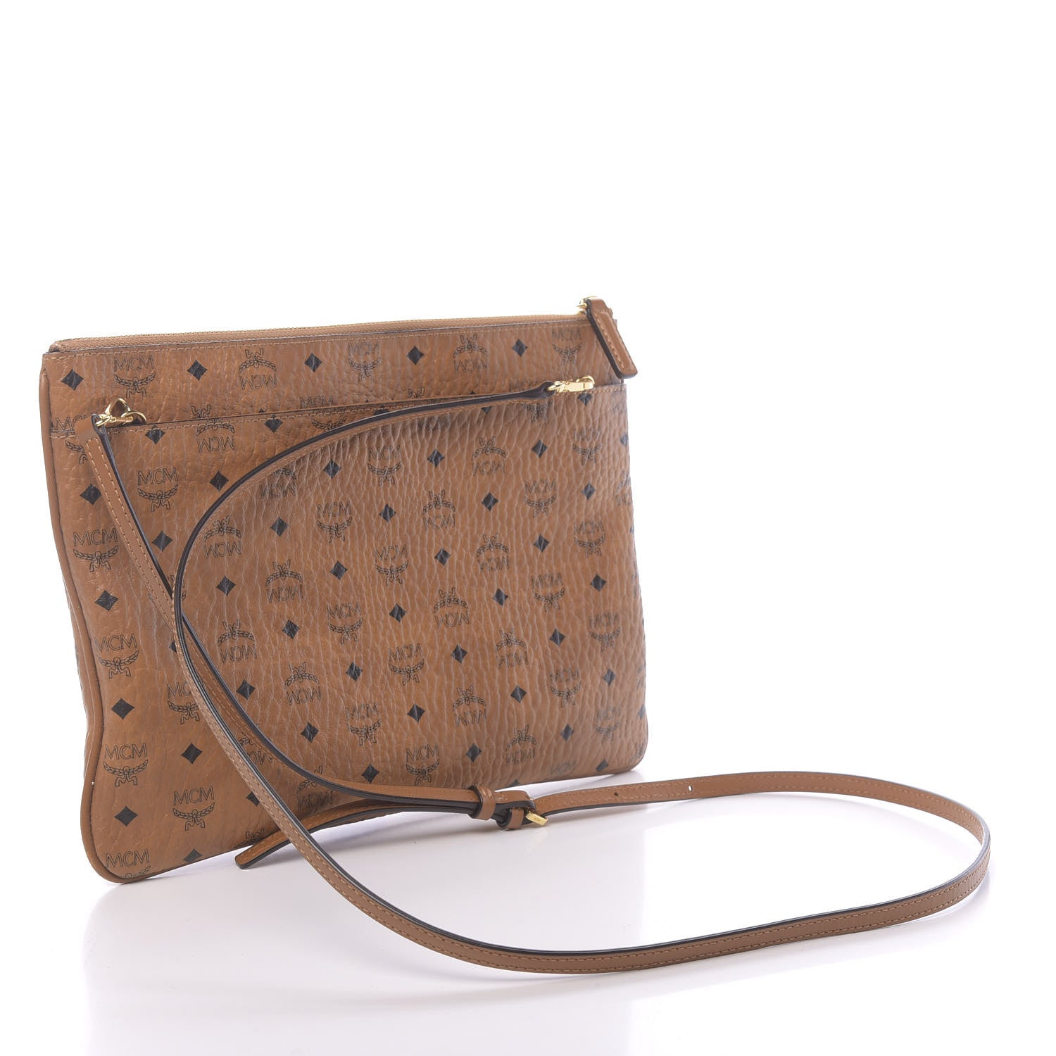 MCM Visetos Medium Crossbody Pouch Cognac 3 of 9