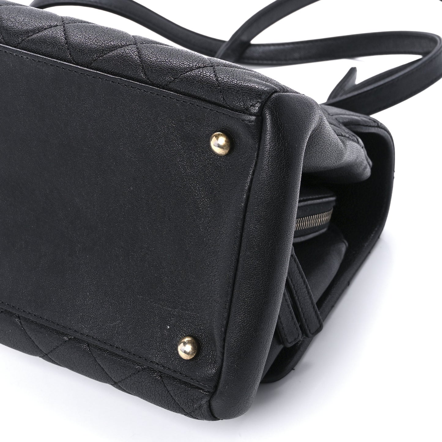 Shiny Sheepskin Quilted Large Trapezio Flap Black