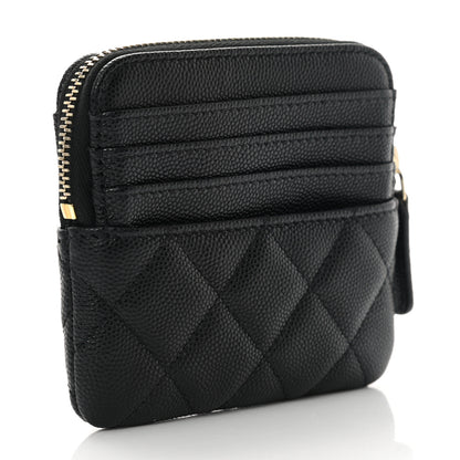 Chanel Caviar Quilted Zip Card Holder Wallet Black 3 of 8