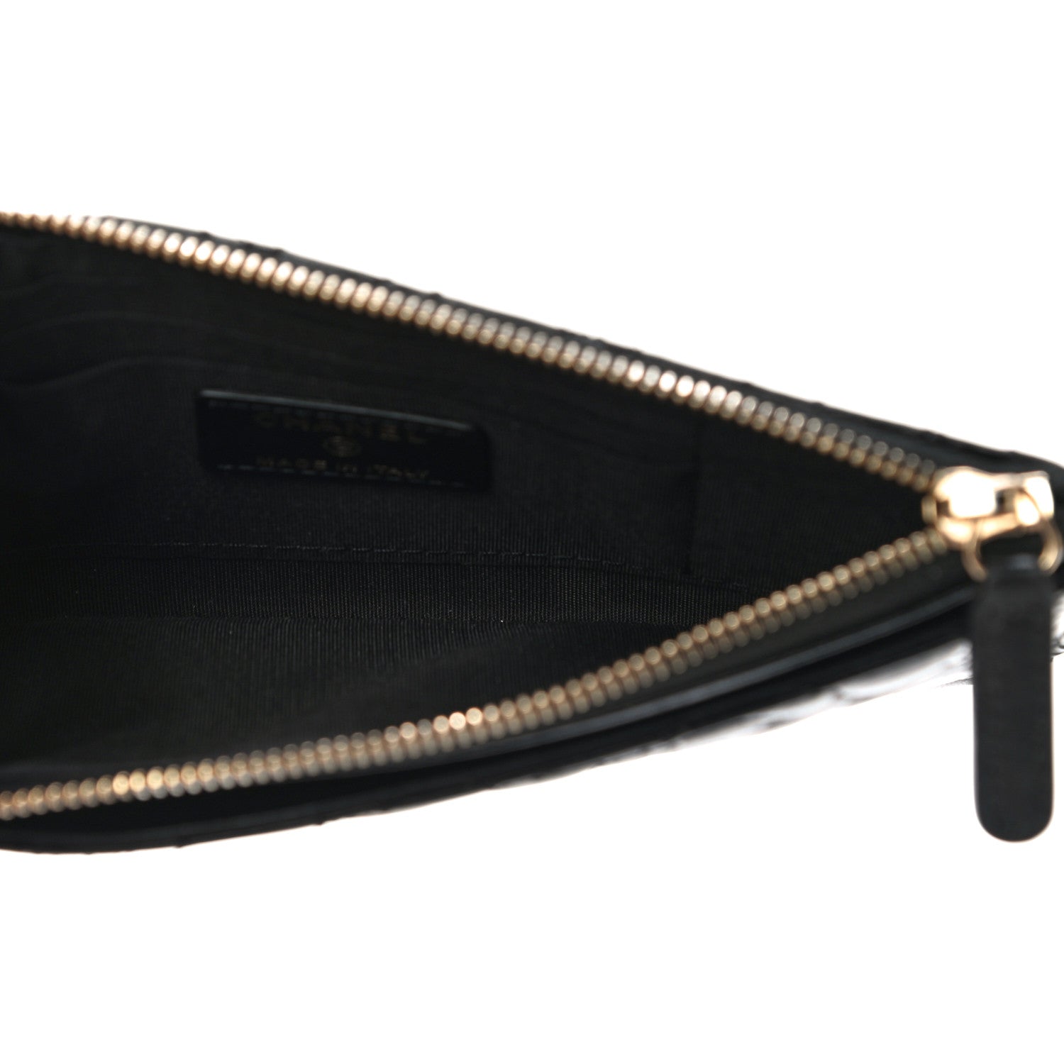 Chanel Lambskin Camellia Embossed Classic Zip Pouch Black 5 of 10