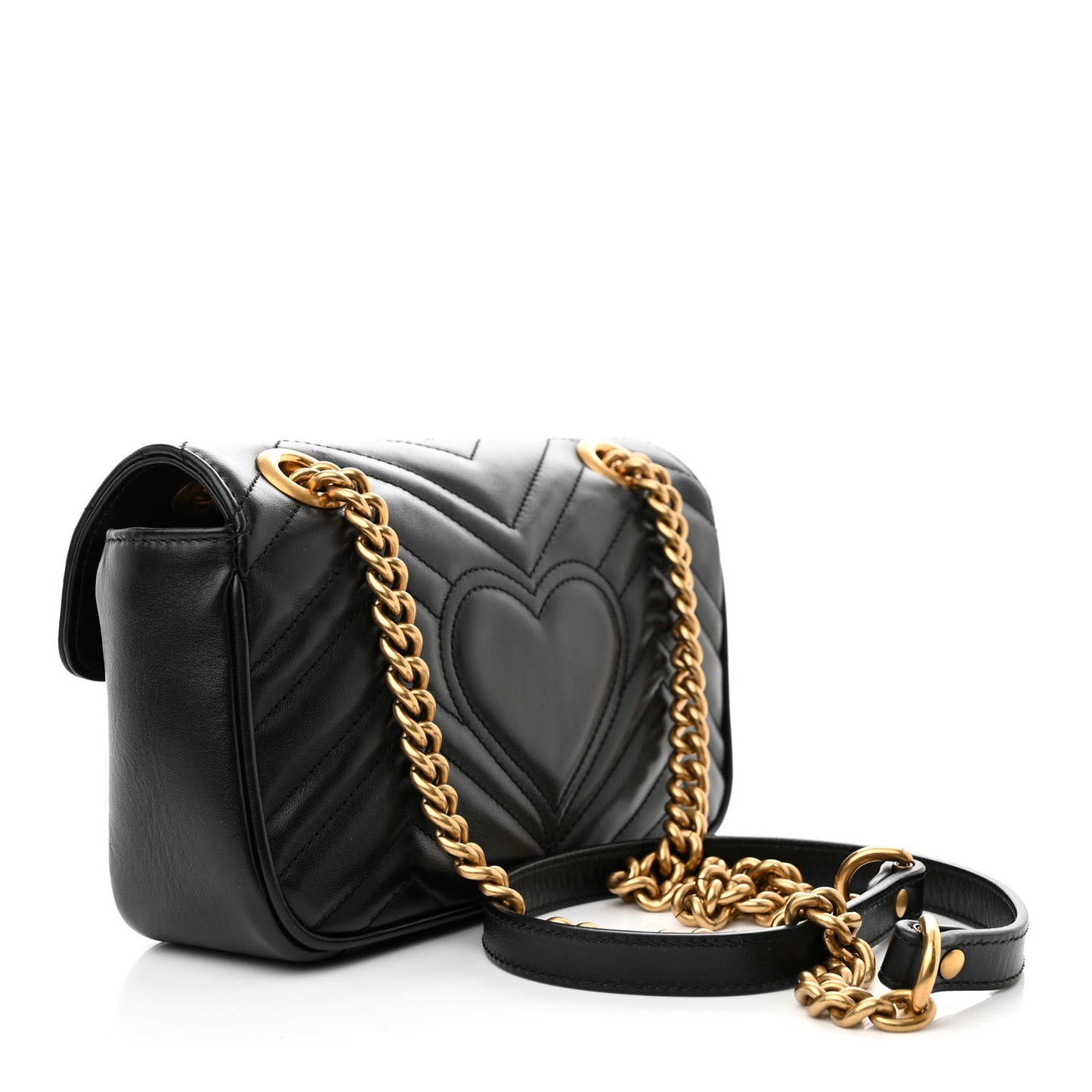 Calfskin Matelasse Mini GG Marmont Shoulder Bag Black