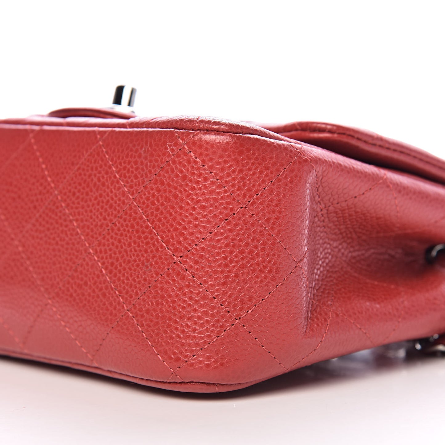 Caviar Quilted Mini Square Flap Red