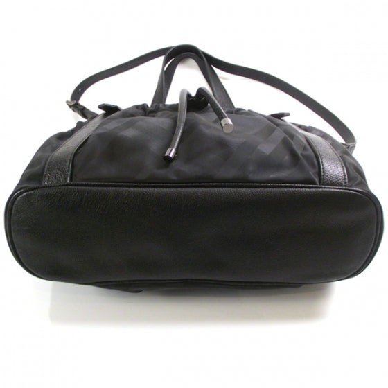 Burberry Nylon Tonal Check Tote Black 4 of 9