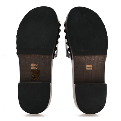Miu Miu Patent Logo Slide Clogs 36 Black 6 of 9