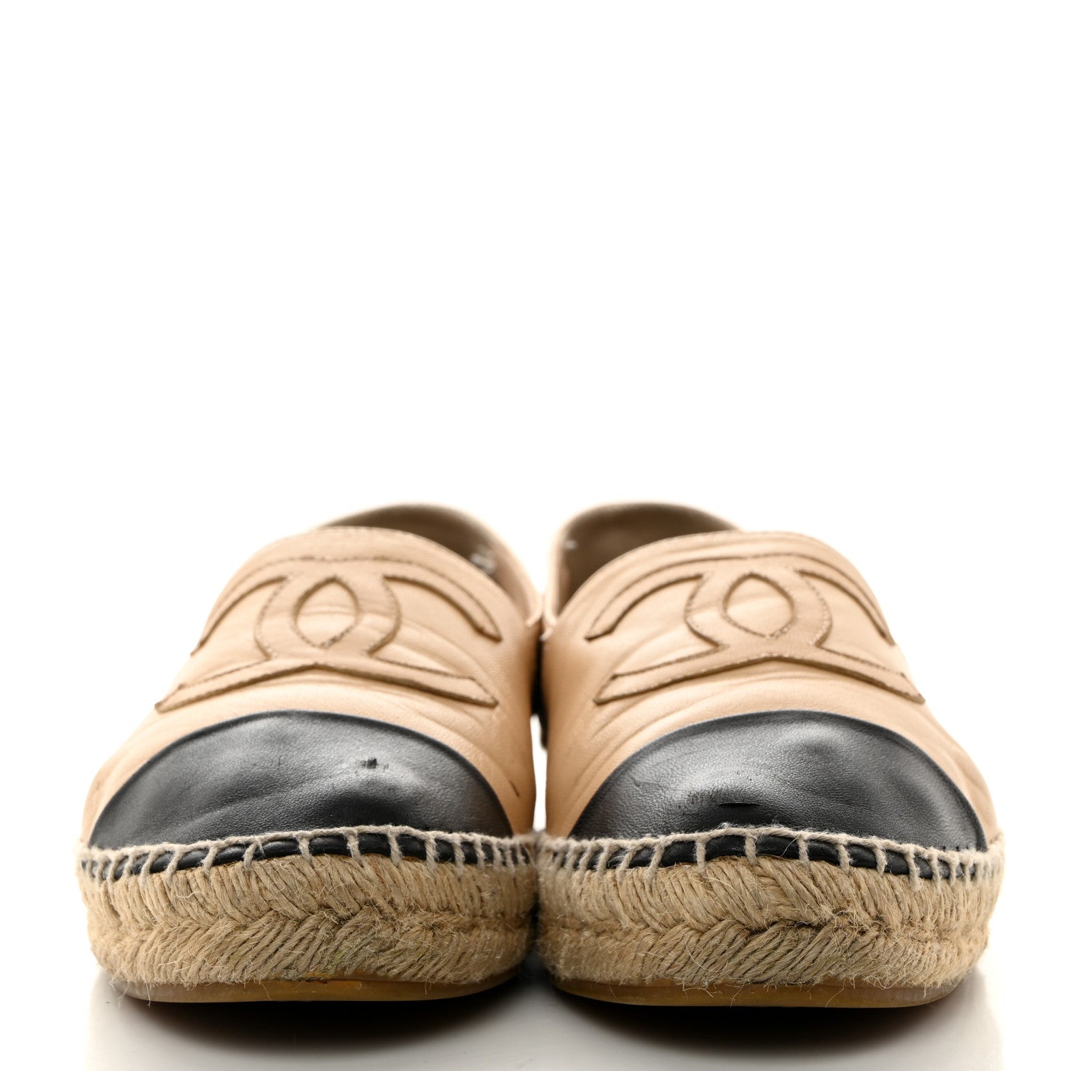 Chanel Lambskin CC Espadrilles 41 Beige Black 2 of 14