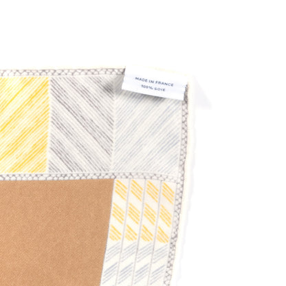 Hermes Silk Favori Du Faubourg Scarf 90 Camel Jaune Gris 4 of 4