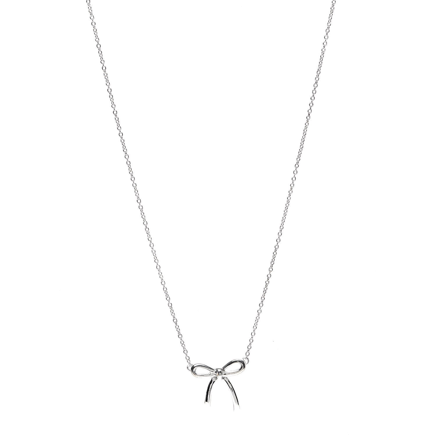Tiffany Sterling Silver Small Bow Pendant Necklace 1 of 7