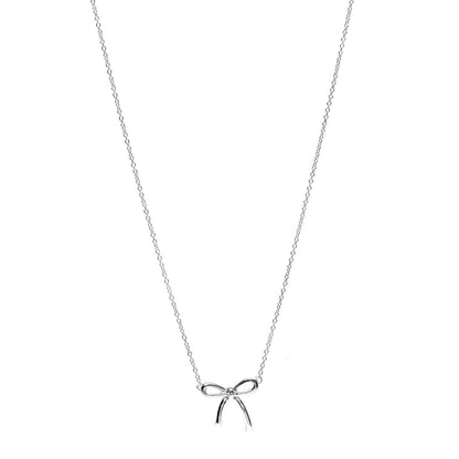 Tiffany Sterling Silver Small Bow Pendant Necklace 1 of 7